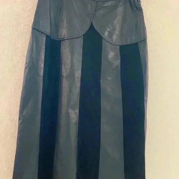 Beautiful  real vintage leather and suede midi skirt. Size 46 in European size - Picture 3 of 14